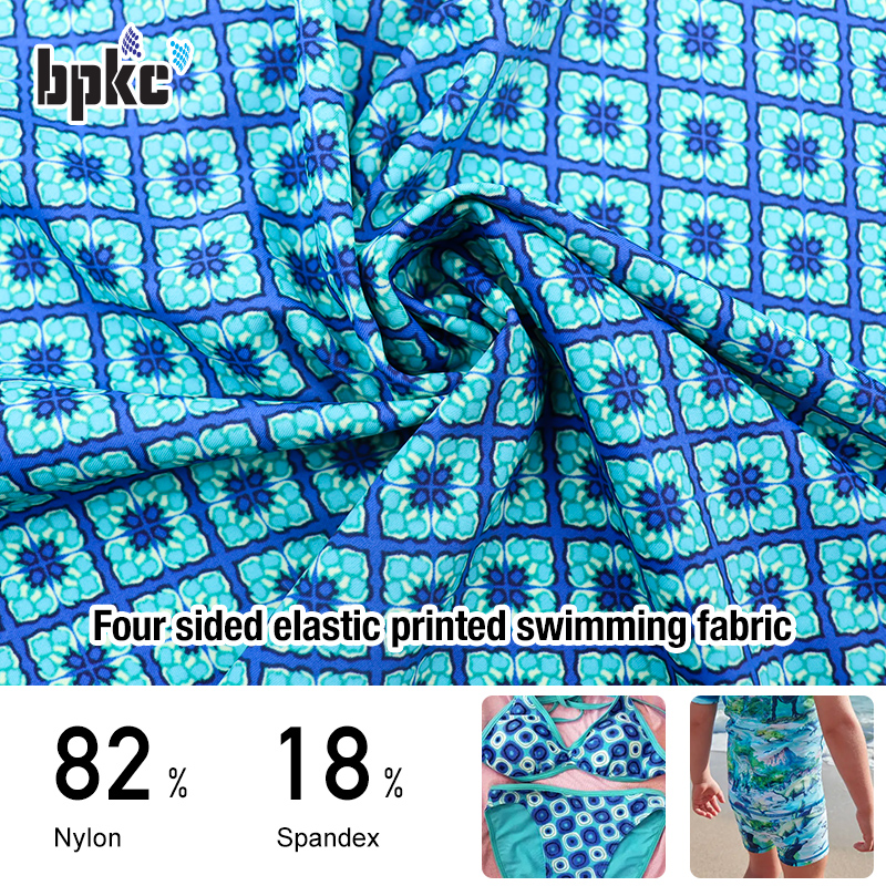 Nylon spandex high elastic printed knitted swimming fabric